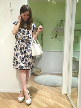 「ウエストゴム」｜「アイテム（ワンピース/ドレス）」を使った、YOCCIさん（レディース・163cm）の春コーディネート