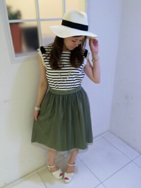 「Rewde（ルゥデ）のアイテム」を使った、YOCCIさん（レディース・163cm）の夏コーディネート