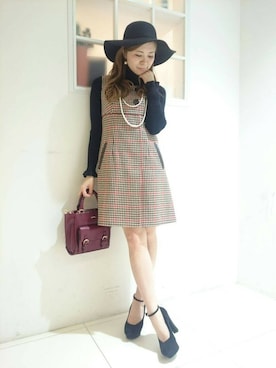 「ガンクラブチェック」｜YOCCIさん（レディース・163cm）の冬コーディネート