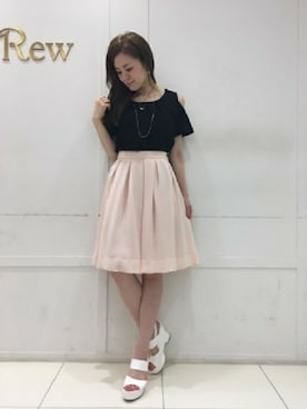「Rewde（ルゥデ）のﾀｯｸｼﾌｫﾝｽｶｰﾄ(6R10-0815)（スカート、ピンク系）」を使った、YOCCIさん（レディース・163cm）の夏コーディネート