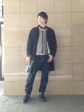 「サルエルデニム」｜「アイテム（その他アウター）」を使った、noriさん（メンズ・179cm）の冬コーディネート