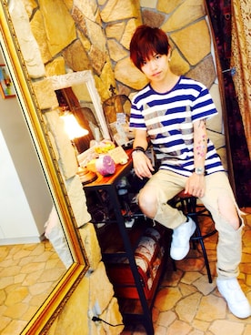 「ジャパンブルー」｜「アイテム（アクセサリー）」を使った、KMさん（メンズ・168cm）の夏コーディネート