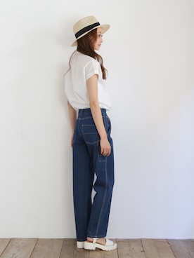 「サッカー素材シャツ（シャツ/ブラウス、ホワイト系）」を使った、collecalaさん（レディース・162cm）の夏コーディネート