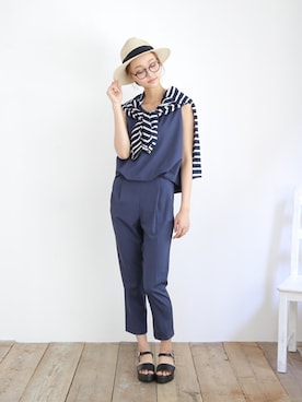 「summer」｜「アイテム（オールインワン・サロペット）」を使った、collecalaさん（レディース・168cm）の夏コーディネート