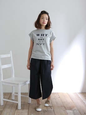 「タック入りガウチョパンツ（その他パンツ、ブルー系）」を使った、collecalaさん（レディース・162cm）の夏コーディネート