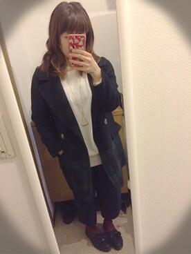 「FRED PERRY（フレッドペリー）のアイテム（ピーコート）」を使った、rohiさん（レディース・160cm）の冬コーディネート