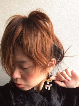 「miraq.のアイテム（ピアス（両耳用）、ホワイト系）」を使った、amicoさん（レディース・155cm）の冬コーディネート