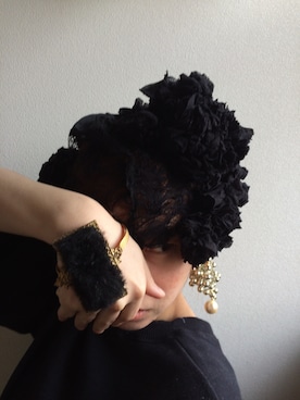 「miraq.のアイテム（帽子、ブラック系）」を使った、amicoさん（レディース・155cm）の冬コーディネート