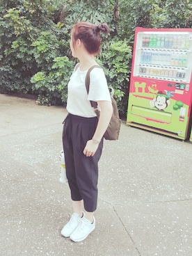 「AS KNOW AS plus（アズノゥアズプラス）のアイテム（チノパンツ）」を使った、Lizさん（レディース・158cm）の夏コーディネート