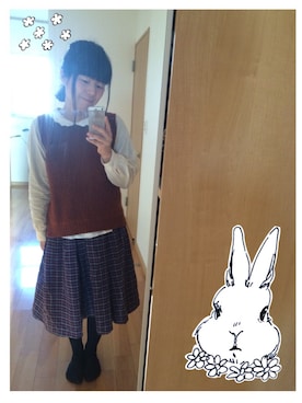 「rps（アールピーエス）のアイテム（ベスト）」を使った、りぃちゃまさん（レディース・159cm）の冬コーディネート