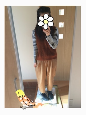 「rps（アールピーエス）のアイテム（ベスト）」を使った、りぃちゃまさん（レディース・159cm）の冬コーディネート