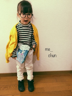 「アイテム（クラッチバッグ）」を使った、me_chunさん（キッズ・100cm）の春コーディネート