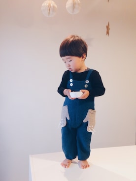 「動物モチーフ」｜「アイテム（オールインワン・サロペット）」を使った、oanさん（キッズ・80cm）の冬コーディネート