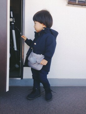 「ZARA KIDS」｜「アイテム（ナイロンジャケット）」を使った、oanさん（キッズ・80cm）の冬コーディネート
