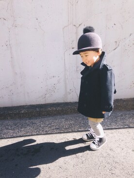 「GAP（ギャップ）のアイテム（ピーコート）」を使った、oanさん（キッズ・80cm）の冬コーディネート