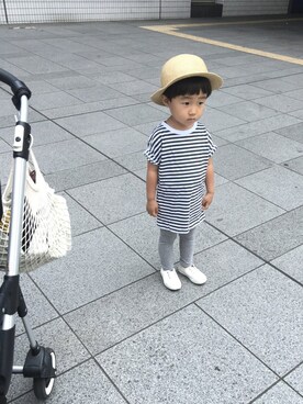 「SM2（エスエムツー）のアイテム（帽子）」を使った、oanさん（キッズ・80cm）の夏コーディネート