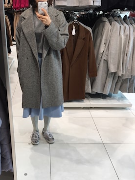 「白タイツ」｜「アイテム（ステンカラーコート）」を使った、oanさん（レディース・153cm）の秋コーディネート