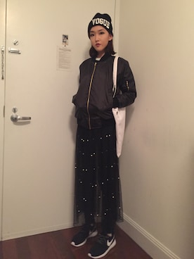 「asos（エイソス）のアイテム（ブルゾン）」を使った、hirayuri_lsyさん（レディース・160cm）の冬コーディネート