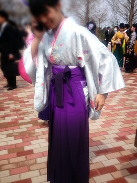 「雨」｜「アイテム（浴衣）」を使った、いわんこふさん（レディース・172cm）の春コーディネート