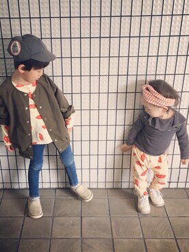 「bobochoses」｜「アイテム（ジャケット/アウター）」を使った、えーたさん（キッズ・100cm）の春コーディネート
