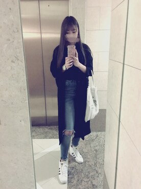 「distressed jeans」｜ cherry. 🎈さん（レディース・172cm）の秋コーディネート