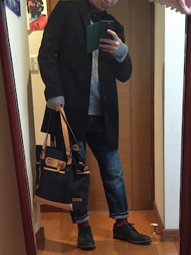 「TAKEO KIKUCHI（タケオキクチ）のアイテム（その他シューズ）」を使った、okachanさん（メンズ・162cm）の冬コーディネート