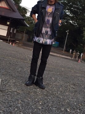 「PHENOMENON（フェノメノン）のアイテム（ライダースジャケット）」を使った、Daisuke さん（メンズ・173cm）の秋コーディネート