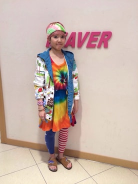 「タイダイ」｜「アイテム（その他アウター）」を使った、✰こっちゃん⍢⃝ஐさん（レディース・155cm）の春コーディネート