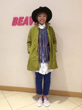 「アイテム（ステンカラーコート、グリーン系）」を使った、✰こっちゃん⍢⃝ஐさん（レディース・155cm）の冬コーディネート