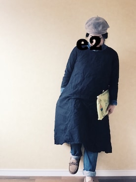 「リーバイス501」｜「アイテム（ハンチング/ベレー帽）」を使った、etsu さん（レディース・156cm）の秋コーディネート