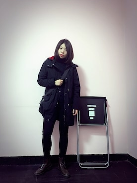 「stradivarius（ストラディバリウス）のアイテム（モッズコート）」を使った、cava_lu_luさん（レディース・164cm）の秋コーディネート