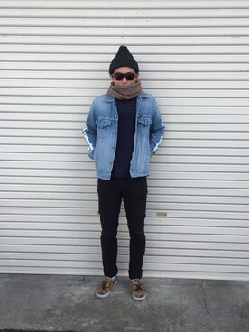「SWAGGER（スワッガー）のアイテム（デニムジャケット）」を使った、omkさん（メンズ・175cm）の冬コーディネート