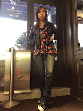 「Abercrombie&Fitch（アバークロンビーアンドフィッチ）のアイテム（チューブトップ）」を使った、Joycechien さん（レディース・162cm）の冬コーディネート
