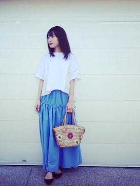 「CRY.（クライ）のアイテム（トップス）」を使った、西川 瑞希さん（レディース・157cm）の夏コーディネート