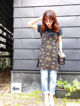 「CRY.（クライ）のアイテム（トップス）」を使った、西川 瑞希さん（レディース・157cm）の夏コーディネート