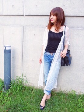 「Crayme,（クレイミー）のアイテム（ジャケット/アウター）」を使った、西川 瑞希さん（レディース・157cm）の夏コーディネート