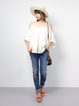 「PLAIN CLOTHING（プレーンクロージング）のアイテム（サンダル）」を使った、erikoさん（レディース・152cm）の夏コーディネート