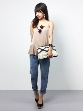 「アイテム（キャミソール、ベージュ系）」を使った、erikoさん（レディース・152cm）の夏コーディネート