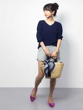 「SNOOPY（スヌーピー）のアイテム（パンツ）」を使った、erikoさん（レディース・152cm）の夏コーディネート