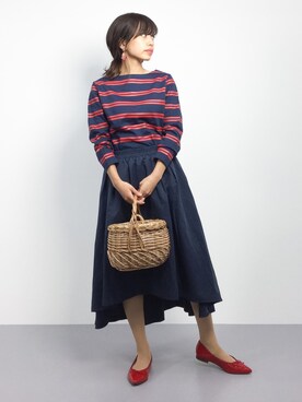 「マリン」｜「アイテム（その他シューズ）」を使った、erikoさん（レディース・152cm）の夏コーディネート