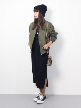 「reca（レカ）のアイテム（MA-1）」を使った、erikoさん（レディース・152cm）の秋コーディネート