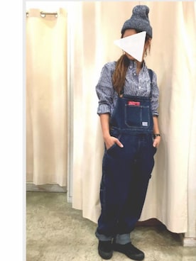 「SMITH'S（スミス）のアイテム（オールインワン・サロペット）」を使った、chiroruさん（レディース・153cm）の秋コーディネート