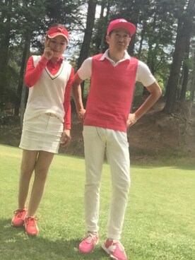 ピンク系のアイテムを使った ゴルフ場 のメンズ人気ファッションコーディネート Wear