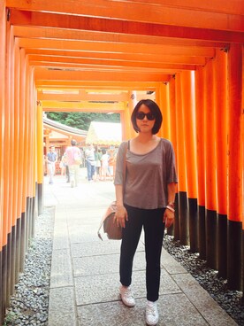 「MIXXO（ミッソ）のアイテム（パンツ）」を使った、D.yeonさん（レディース・161cm）の夏コーディネート