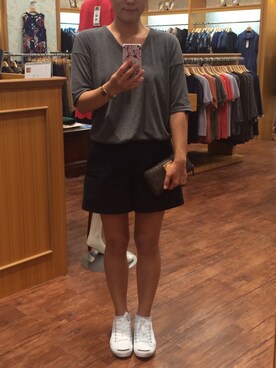 「MIXXO（ミッソ）のアイテム（パンツ）」を使った、D.yeonさん（レディース・161cm）の夏コーディネート