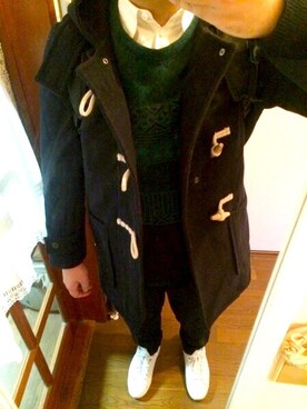 「インディゴデニム」｜「アイテム（ダッフルコート）」を使った、Keiさん（メンズ・176cm）の冬コーディネート