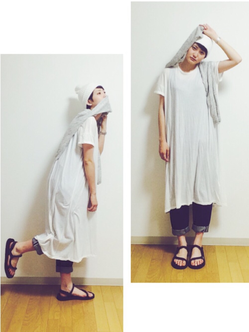「tumuguのアイテム（ニットキャップ/ビーニー、ホワイト系）」を使った、yurikaさん（レディース・165cm）の夏コーディネートの1枚目の写真