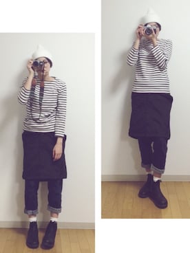 「ORCIVAL（オーシバル）の【ORCIVAL(オーシバル)】コットンロード フレンチバスクシャツ（Tシャツ/カットソー）」を使った、yurikaさん（レディース・165cm）の秋コーディネート