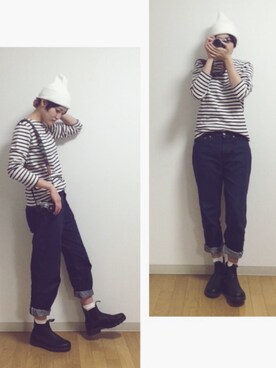 「ORCIVAL（オーシバル）の【ORCIVAL(オーシバル)】コットンロード フレンチバスクシャツ（Tシャツ/カットソー）」を使った、yurikaさん（レディース・165cm）の秋コーディネート