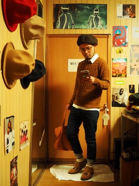 「Orobianco（オロビアンコ）のアイテム（帽子）」を使った、MUNEMASAさん（メンズ・160cm）の秋コーディネート